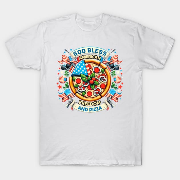 God Bless American Freedom And Pizza Memorial Day T-Shirt by ttao4164